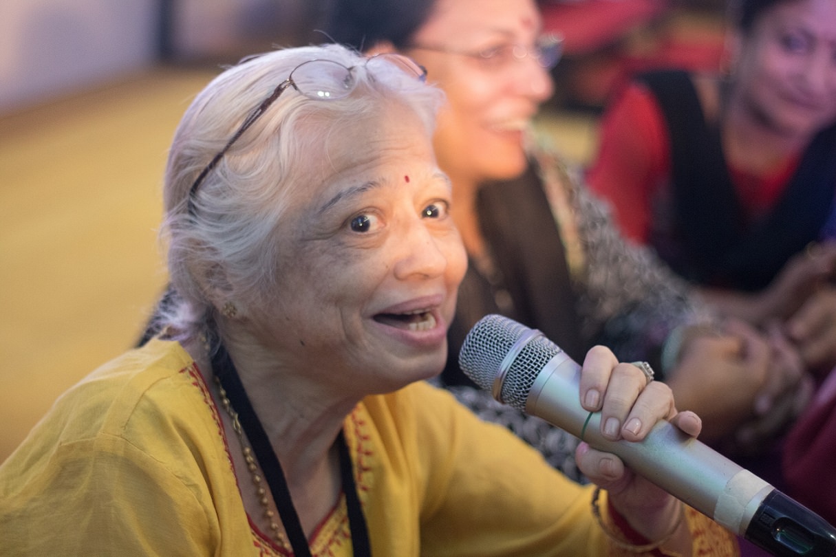 Senior Living Resident Singing at Jashn