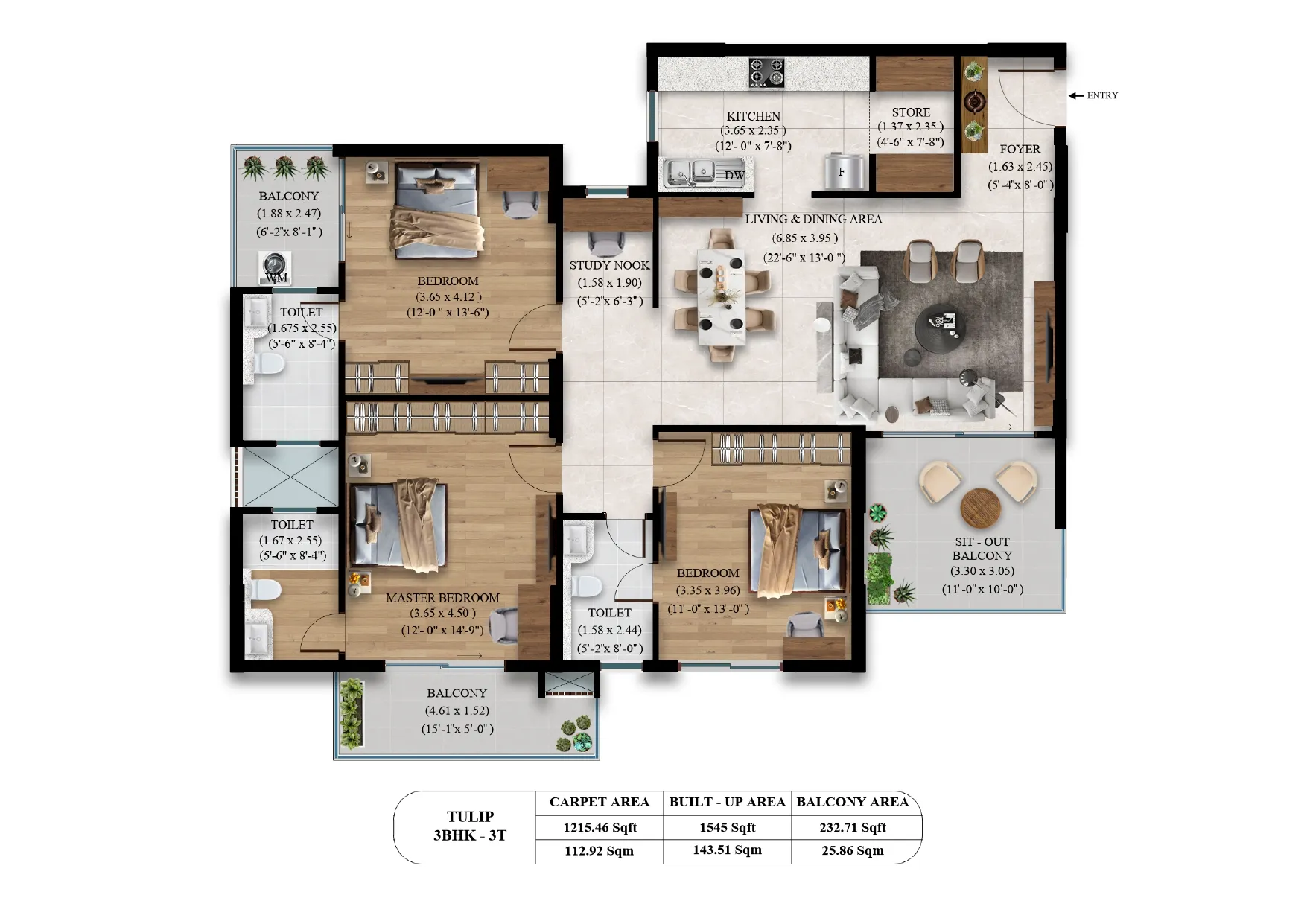 3 BHK - 3 T EL